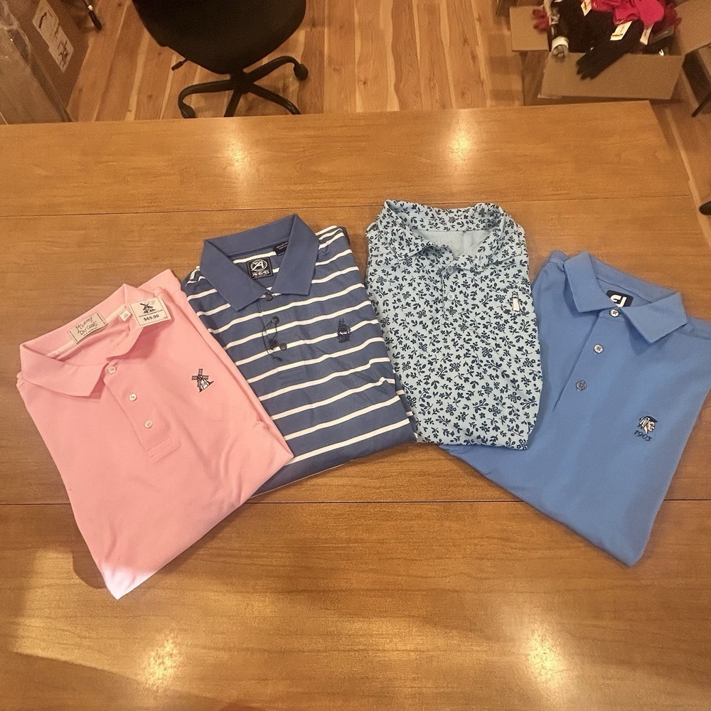 Set 4 Ahead Footjoy Antigua McLlhenny Polo Shirt Mens Large XL Golf Embroidery